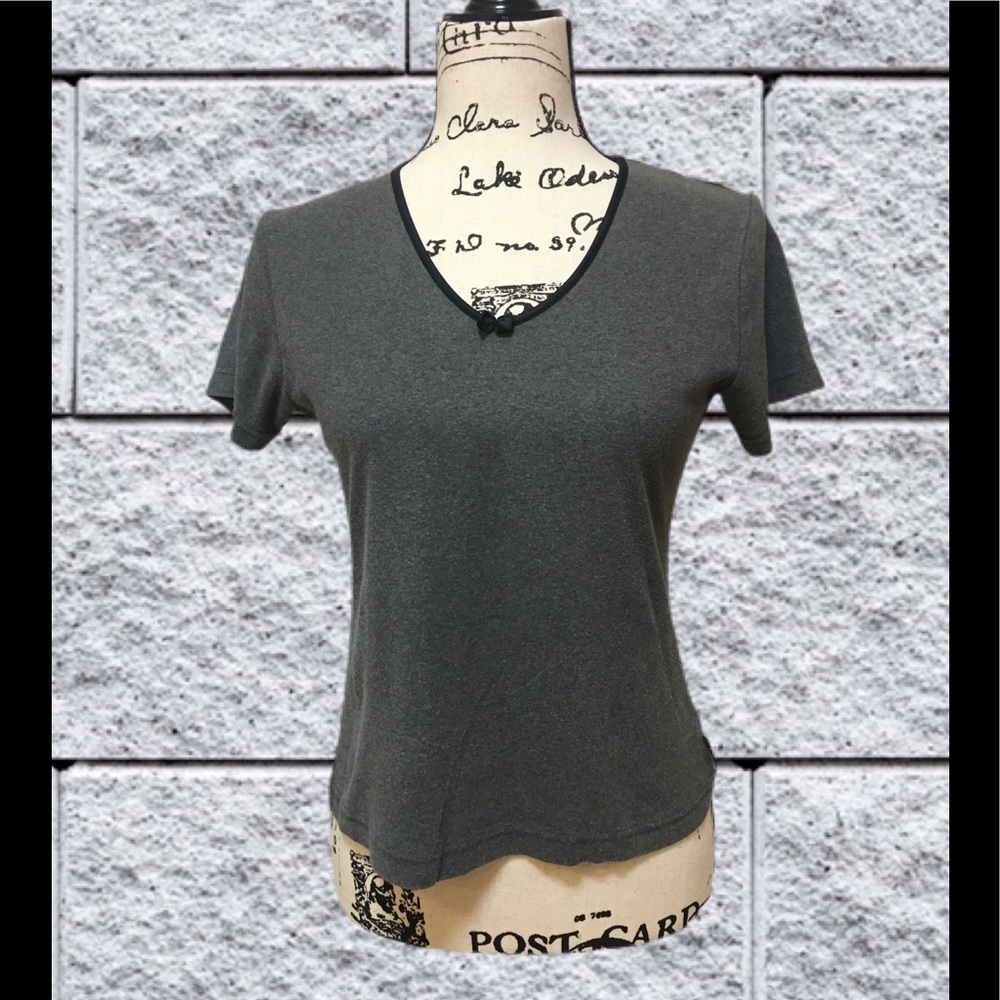 Joe Boxer gray t-shirt with black bow on v-neck